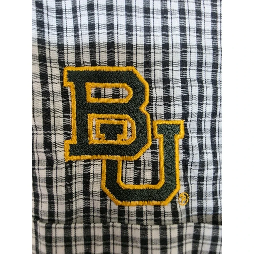 Baylor‎ Bears Shirt Mens Medium Black White NCAA College Football Antigua Plaid